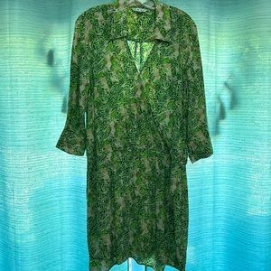 Cabi Leaf Print Faux Wrap Dress